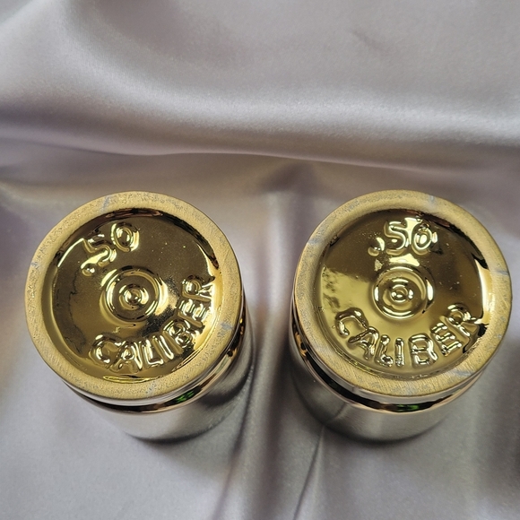 50 Caliber by Barbuzzo Shot Glasses Set of 2 The Wine Savant Gold Tone Color - Picture 2 of 8